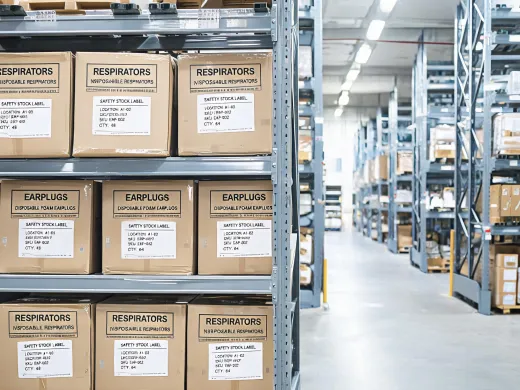 Distributor safety inventory shelves
