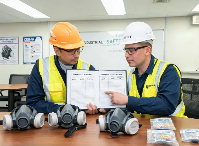 Safety specialist reviewing respirator program